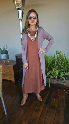 CS-0334-Cardigan longo Helena em moletinho fendi - comprar online