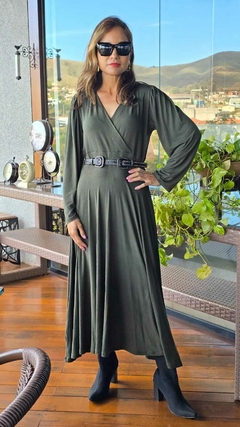 VE-0853C- Vestido Lavinia longo, tipo cashecouer verde - comprar online