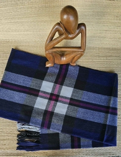 EC-0124- Pashimina lanzinha xadrez marinho/preto /roxo - comprar online