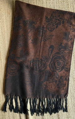 EC-0200- echarpe de viscose marrom e preta na internet