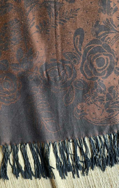 EC-0200- echarpe de viscose marrom e preta - comprar online