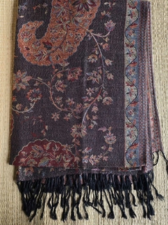 EC-0202- echarpe de viscose dupla face desenhos escuros - comprar online