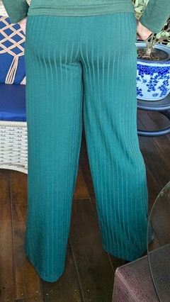 CA-0258A- Calça malha canelada verde - comprar online