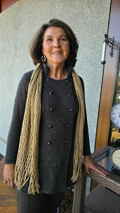 CS-0340IK - Cardigan tricot marrom café com abotoamento 10 botões - comprar online