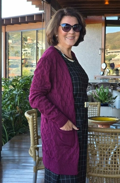 CS-0342A - Cardigan tricot colmeia marsala