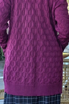 CS-0342A - Cardigan tricot colmeia marsala na internet
