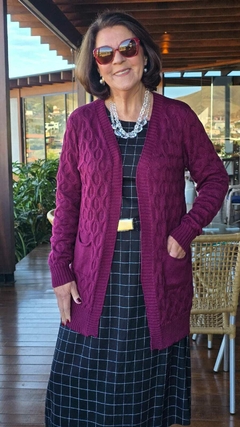 CS-0342A - Cardigan tricot colmeia marsala - comprar online