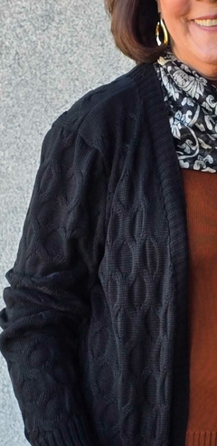 CS-0342 - Cardigan tricot colmeia preto na internet