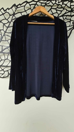 CS-0329-IK - Cardigan aberto veludo marinho - Kelch
