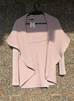 CS-0348- Casaco tricot canelado com golão rosê - comprar online