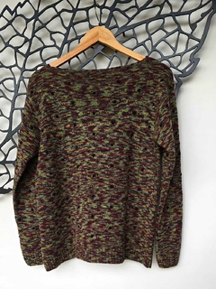 BS-0891A- Blusa tricot mousse tons verde/vinho pontinhos preto - comprar online