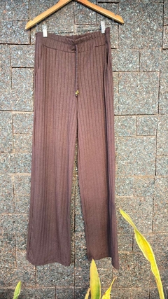 CA-0258- Calça malha canelada marrom chocolate - comprar online