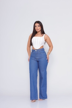 Calça Wide Leg Pantalona Jeans