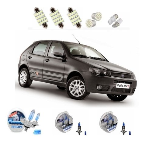 Kit Led +philips Crystal Vision Farol Alto/baixo/milha Palio