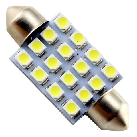 Lampada Torpedo 36mm 16 Led Super Branca Teto Placa Xenon
