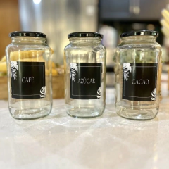 Frascos de vidrio- Diseño hoja negra 800 Ml