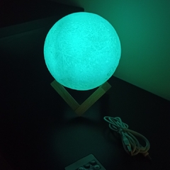 Lámpara luna con control remoto y led 16 colores