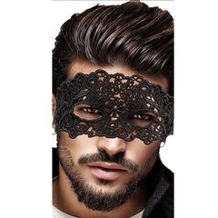 Mascara masculina páris de troia em renda bordada guipir mascara veneziana fetiche casal amarração em cetim cod12115m