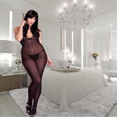 Macacão catsuit meia-calça de corpo bodystocking fishnet lingerie arrastão plus size alça renda frente unica mc9316plus - comprar online