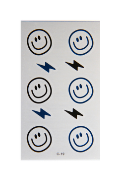 Tatuagem temporária realista happy face love tatoo impermeavel 1 cartela 10x6cm duração ate 7 dias sku c19 - comprar online