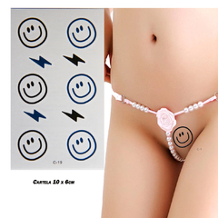 Tatuagem temporária realista happy face love tatoo impermeavel 1 cartela 10x6cm duração ate 7 dias sku c19