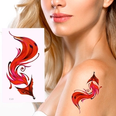 Tatuagem temporária realista raposa de fogo love tatoo impermeavel 1 cartela 10x6cm duração ate 7 dias sku c23