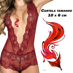 Tatuagem temporária realista raposa de fogo love tatoo impermeavel 1 cartela 10x6cm duração ate 7 dias sku c23 - comprar online