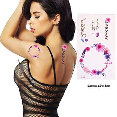 Tatuagem temporária realista guirlanda flor violeta love tatoo impermeavel 1 cartela 10x6cm duração ate 7 dias sku c28