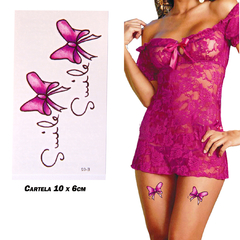 Tatuagem temporária realista lacinho de perna rosa love tatoo impermeavel 1 cartela 10x6cm duração ate 7 dias sku e02