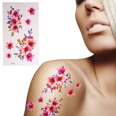 Tatuagem temporária realista ramo de flores love tatoo impermeavel 1 cartela 10x6cm duração ate 7 dias sku e08