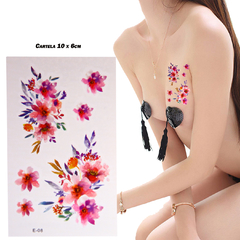 Tatuagem temporária realista ramo de flores love tatoo impermeavel 1 cartela 10x6cm duração ate 7 dias sku e08 - comprar online