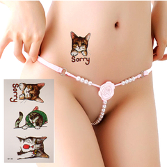 Tatuagem temporária realista tres gatinhos impermeável tatoo 1 cartela 10x6cm duração ate 7 dias sku h19