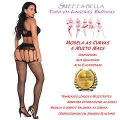 Meia fina social 7/8 executiva com cinta liga fixa meia calça arrastão lingerie sensual abertura intima mc91110604pmg - loja online