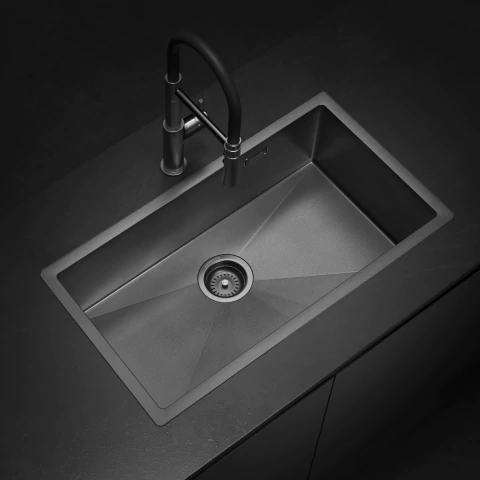 Bacha Signature Enkel 75 Gun Black Nano PVD (Con Accesorios) Johnson Acero - comprar online