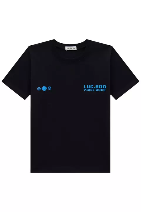 Camiseta Pixel Race em meia malha preto