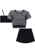 Conjunto cropped Over em tule short e top canelado