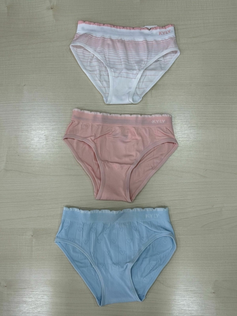 kit de três calcinhas tanga, rosa, branca e azul - comprar online