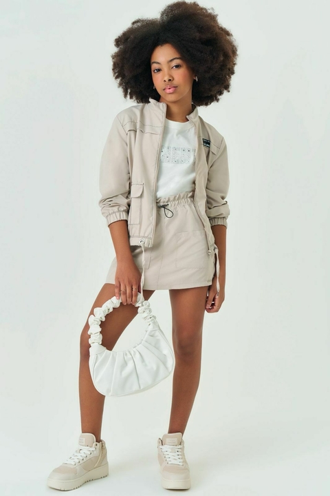 Short saia nylon nude