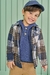 Camisa de flanela xadrez azul marinho - Brunela Criança