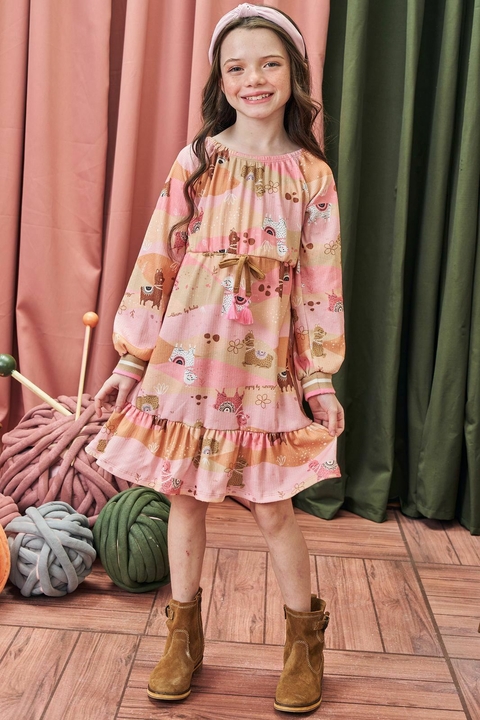 Vestido Waffle lhamas