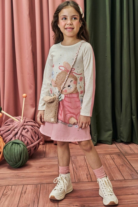 Vestido lhama com bolsa