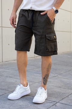 Bermudas jeans cargo Verde con cordones