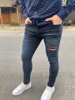 Jeans oscuro con rotura Amsterdam - comprar online
