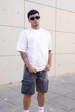 Bermuda de jeans Baggy negra rotura en internet
