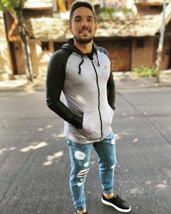 Campera Jogging manga Engomada gris - tienda online