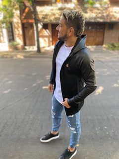 Campera Jogging manga Engomada negra - comprar online