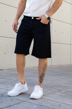 Bermudas jeans Negra baggy lisa