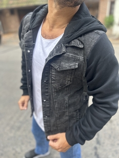 Campera Jeans Manga Jogging Negra en internet