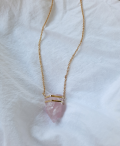 Collar Cuarzo Rosa - dorado