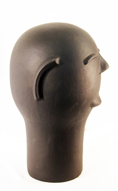 Cabeça decorativa em terracota na cor preta 